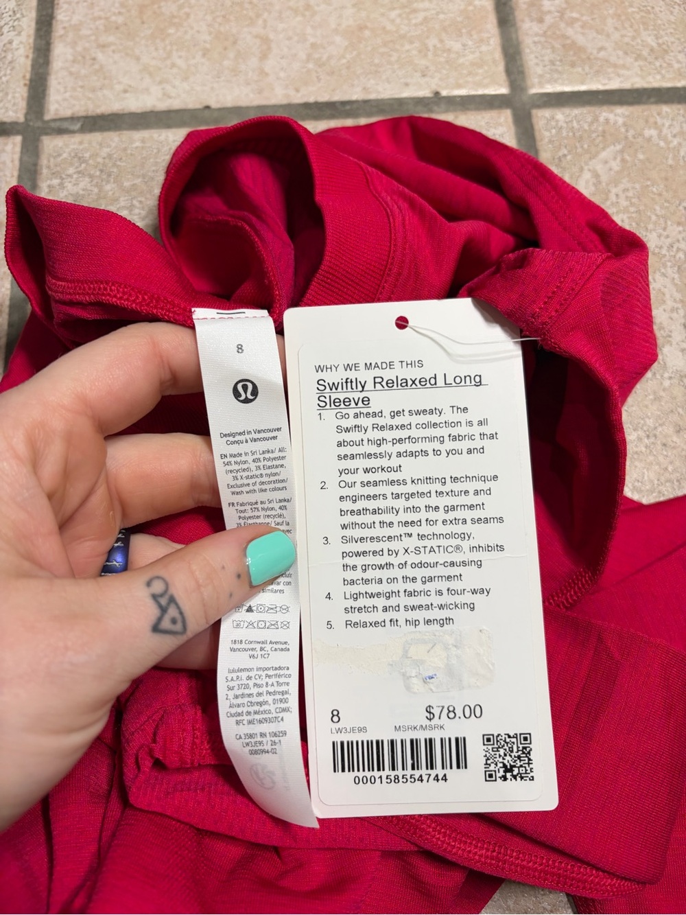 NWT Lululemon Swiftly Relaxed Long-Sleeve Shirt 2.0 *Updated (Mulberry Spark) 8 - Picture 5 of 6